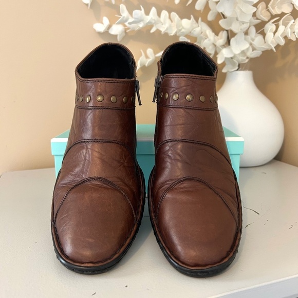 Josef Seibel Kendra Crinkle Leather Ankle Shoe/Bootie Cognac Size EU41/US10-10.5 - Picture 4 of 16